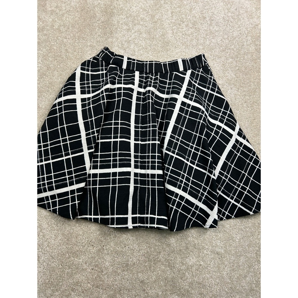 Alya Womens Black White Grid Skater Mini Skirt Pockets Medium b3992a - Picture 9 of 10